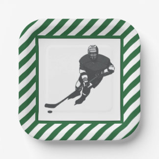 Hockey Party Green Pappteller