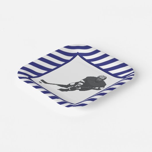 Hockey Partys Blue Pappteller (Gewinkelt)