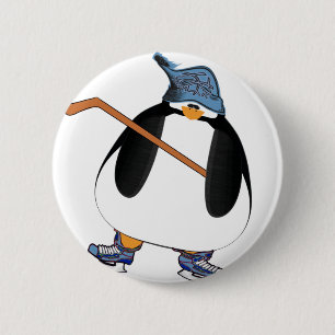 Hockey Penguin Button