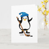 Hockey Penguin Grußkarte Karte (Gelbe Blume)