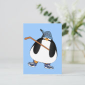 Hockey Penguin Postkarte (Stehend Vorderseite)