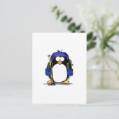 Hockey Penguin Postkarte (Stehend Vorderseite)