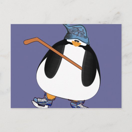 Hockey Penguin Postkarte (Vorderseite)