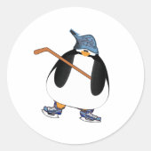 Hockey Penguin Runder Aufkleber (Vorderseite)