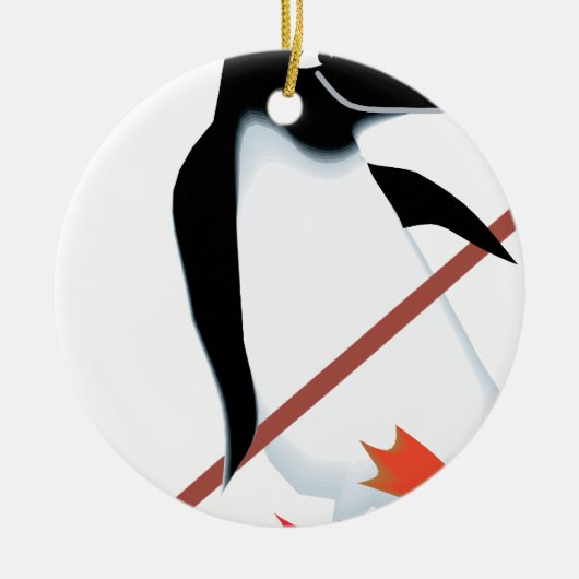 Hockey-Pinguin Keramikornament (Vorne)