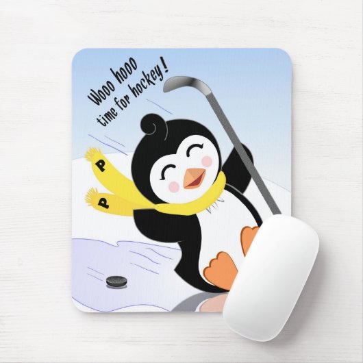 Hockey-Pinguin Mousepad (Mit Mouse)
