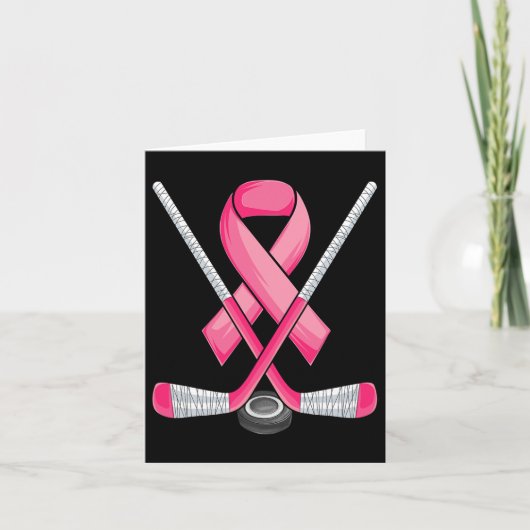 Hockey Pink Ribbon Breast Cancer Awareness Sport L Karte (Vorderseite)