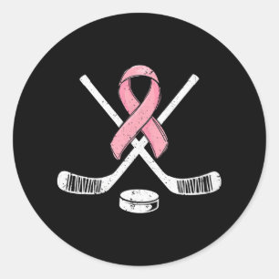 Hockey Pink Ribbon Brustkrebs Bewusstsein Sport Runder Aufkleber