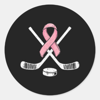 Hockey Pink Ribbon Brustkrebs Bewusstsein Sport Runder Aufkleber