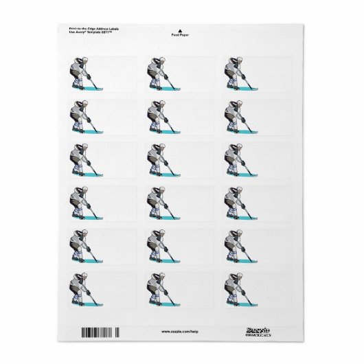 Hockey Player Adressaufkleber (Vorne)