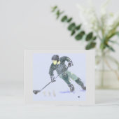 Hockey Player Art Postkarte (Stehend Vorderseite)
