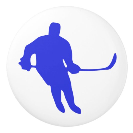 Hockey Player Blue Decal Drehknopf Kommode oder Sc Keramikknauf (Vorderseite)