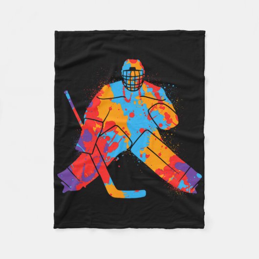 Hockey Player Colorful Goalkeeper Boys Ice Hockey  Fleecedecke (Vorderseite)