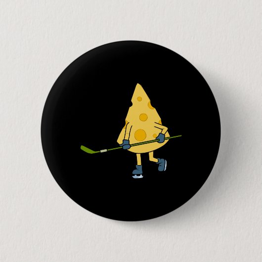 Hockey Player Cute Cheese Hobby Sports Performance Button (Vorderseite)