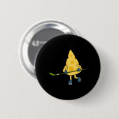 Hockey Player Cute Cheese Hobby Sports Performance Button (Vorne & Hinten)