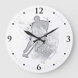 Hockey Player Double Vision Gray Ice Man Cave Große Wanduhr
