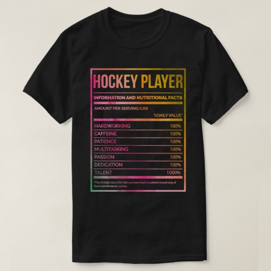 Hockey Player Funny Hockey Nutrition Label in Wate T-Shirt (Design vorne)