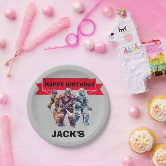 Hockey Player Geburtstagsparty Pappteller (Party)