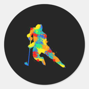 Hockey Player Ice Hockey Jugend Runder Aufkleber