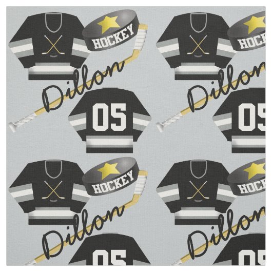 Hockey Player Jersey Puck und Stick Name Number Stoff (Muster)