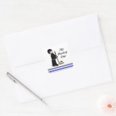 Hockey Player mit Stick und Puck Quadratischer Aufkleber (Umschlag)