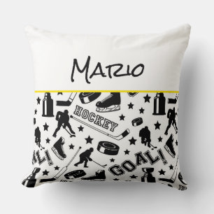 Hockey Player NAME Puck Stick Goal Sports Fun Kissen