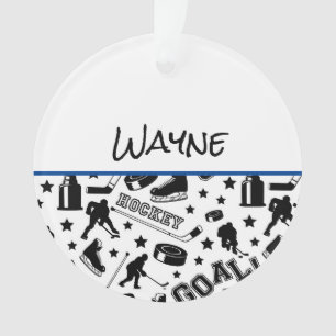 Hockey Player NAME Puck Stick Goal Team Sport Ornament