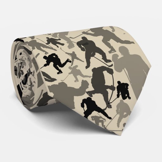 Hockey Player Pattern Neck Tie Krawatte (Gerollt)