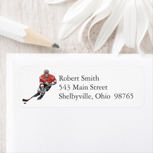 Hockey Player-Rücksendeadressen-Aufkleber (Insitu)