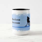 Hockey - Player Silhouette and Puck Personalize Tasse (Zentrum)