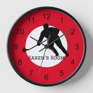 Hockey Player Silhouette Holzwall-Uhr Uhr