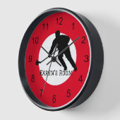 Hockey Player Silhouette Holzwall-Uhr Uhr (Winkel)