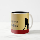 Hockey Player Silhouette personalisiert Zweifarbige Tasse (VorderseiteRechts)