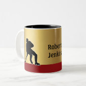 Hockey Player Silhouette personalisiert Zweifarbige Tasse (Vorderseite Links)