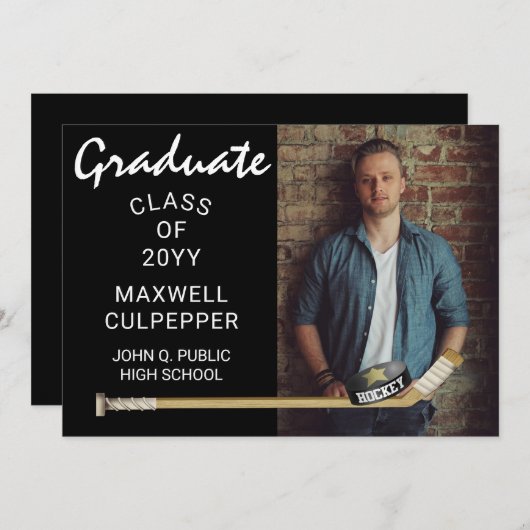 Hockey Player Sports Abschluss Foto Ankündigung (Vorne/Hinten)