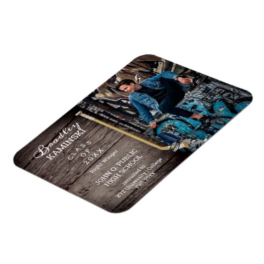 Hockey Player Sports Abschluss Foto Ankündigung Magnet (Linke Seite)