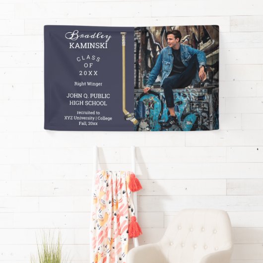 Hockey Player Sports Abschluss Foto - Blue Banner (Insitu)