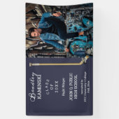 Hockey Player Sports Abschluss Foto - Blue Banner (Vertikal)