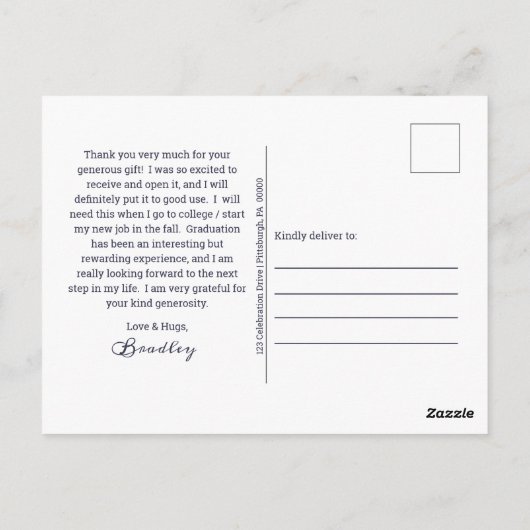 Hockey Player Sports Abschluss Foto Danke Po Postkarte (Rückseite)