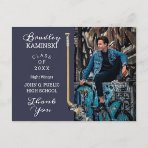 Hockey Player Sports Abschluss Foto Danke Po Postkarte