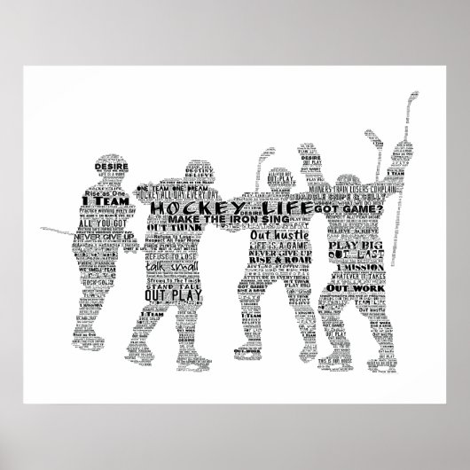 Hockey Player Team Coach Motivierend Word Art Pos Poster (Vorne)