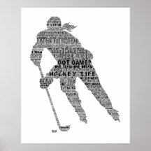 Hockey Player Team Coach Motivierend Word Art Pos