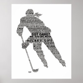 Hockey Player Team Coach Motivierend Word Art Pos Poster