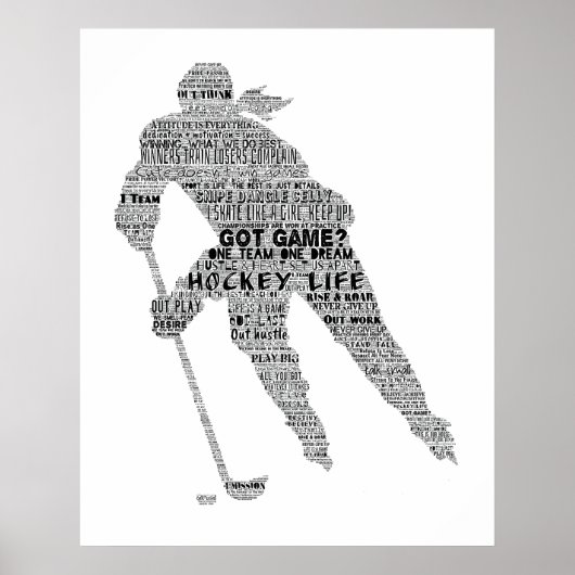 Hockey Player Team Coach Motivierend Word Art Poster (Vorne)
