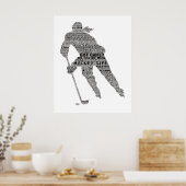 Hockey Player Team Coach Motivierend Word Art Poster (Küche)