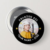 Hockey Player Team Foto Deine Farbe Personalisiert Button (Vorne & Hinten)