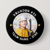 Hockey Player Team Foto Deine Farbe Personalisiert Button (Vorderseite)