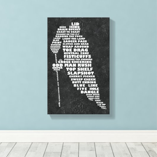 Hockey Player Text Art Canvas Print Leinwanddruck (Insitu (Holzboden))