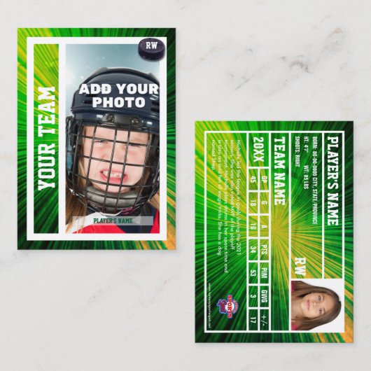 Hockey Player Trading Card Souvenir | Rote und gel Telefonnummerkarte (Vorne/Hinten)