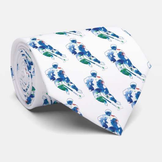 Hockey Player Watercolor Krawatte (Gerollt)